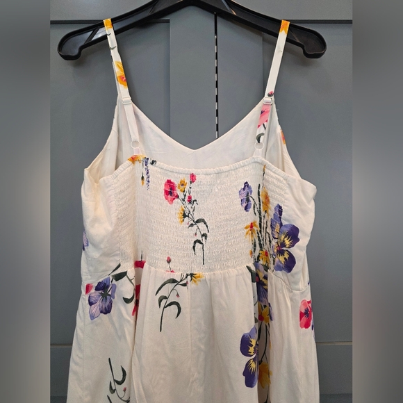 Old Navy Floral White Midi Dress Large Strappy Sundress Feminine Cottagecore - Picture 5 of 11